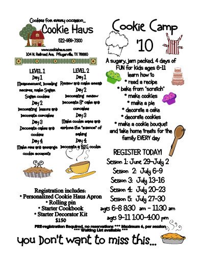 2010 Cookie Camp Flier